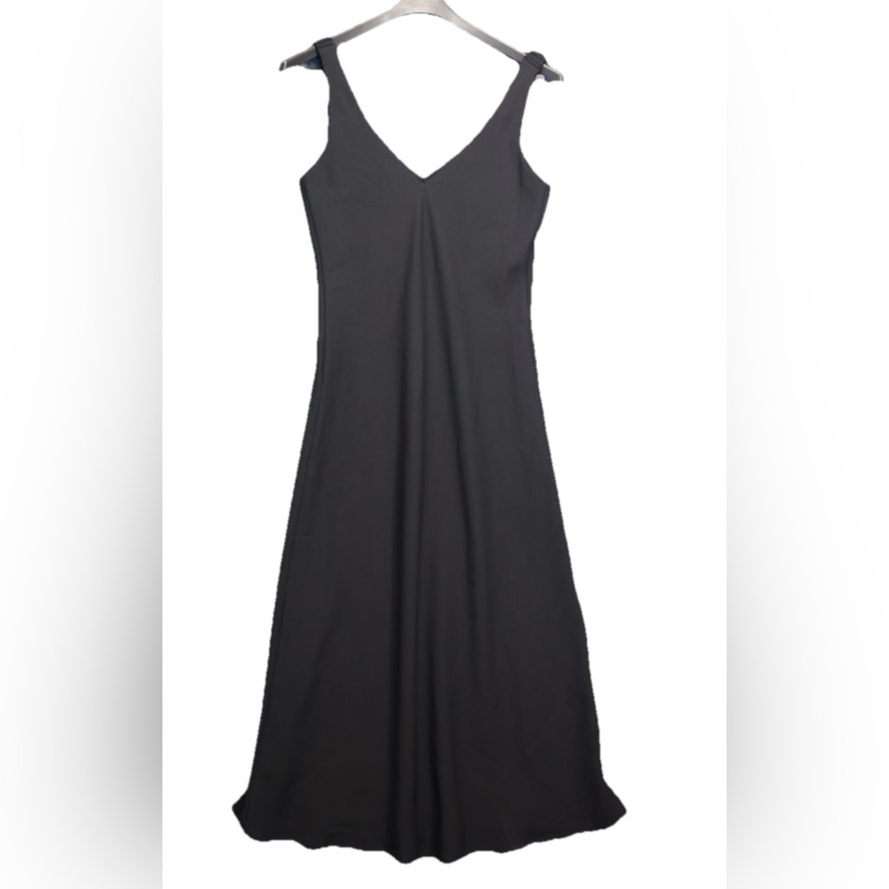 Zara Women's V-Neck Sleeveless Slim Fit Long Dress Black Large Resort Wear Vacay